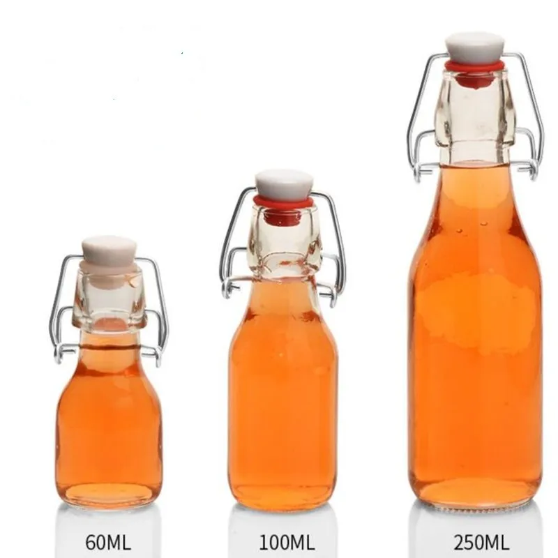 Mini Glass Vinegar Bottle, Kitchen Oil Container, Sealed Beverage Jars, Lid Seal Buckle Storage Bottle, Fresh Lemon Lime