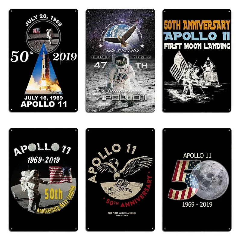 Apollo 11 50th Anniversary Moon Landing 1969 Newspaper Metal Sign Wall Mural Club Pub Wall Cave Print Tin Sign Poster