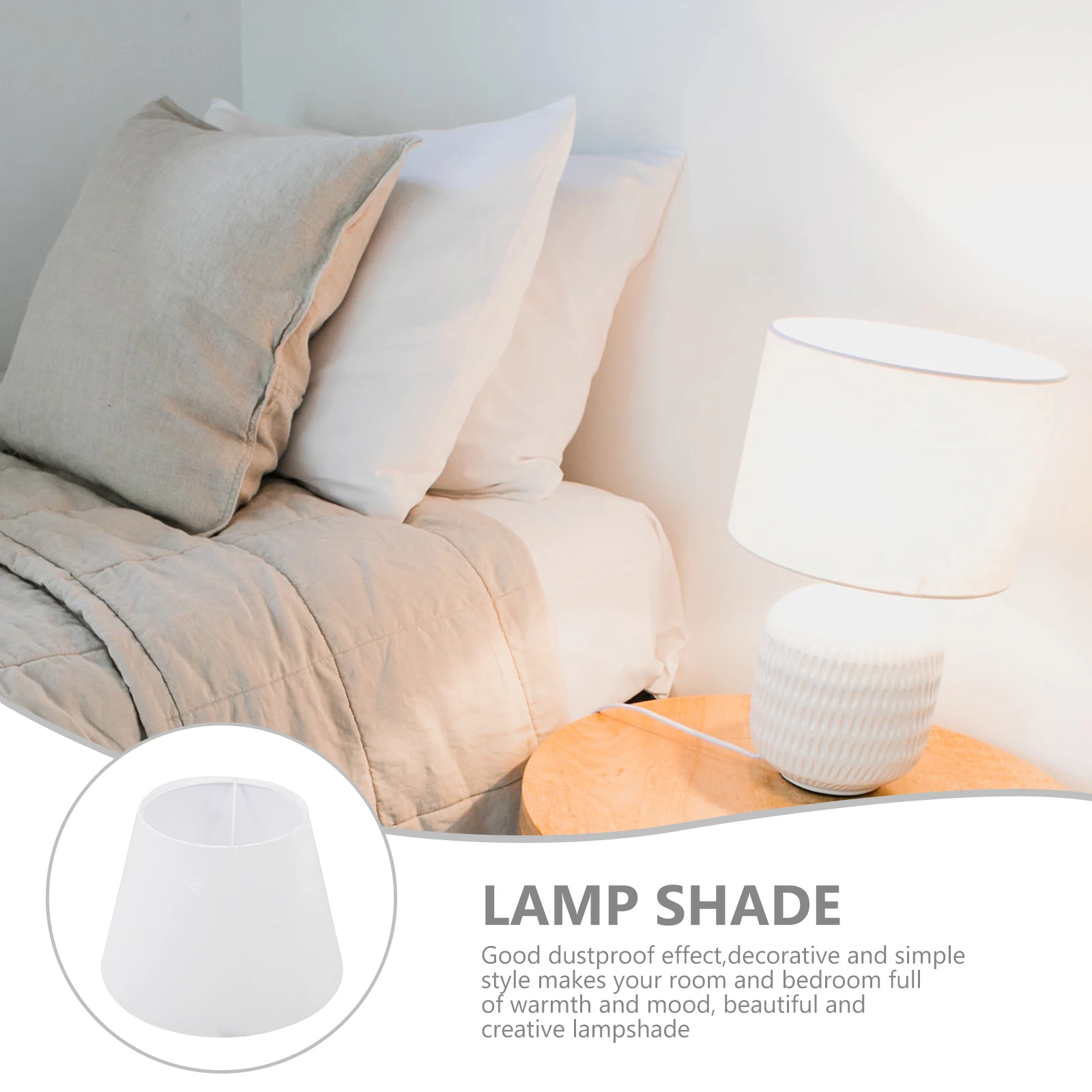 

White Lampshade Table Light Cover Simple Cloth Shade Durable Home Bedroom Living Room Fabric Lamp Shading Replacement Accessory