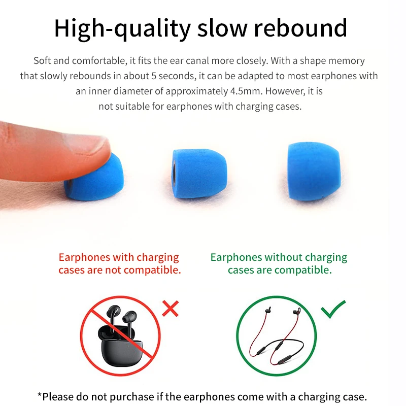 CVJ 3쌍 S형 이어폰 메모리폼 이어팁, 지속적인 반동 방지 이어플러그, PU 스펀지 메모리폼 이어폰 이어팁