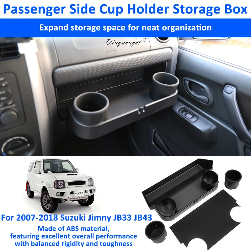 Passenger Side Dashboard Storage Box with Cup Holder, Interior Storage Upgrade for Suzuki Jimny JB33/JB43 2007-2018
