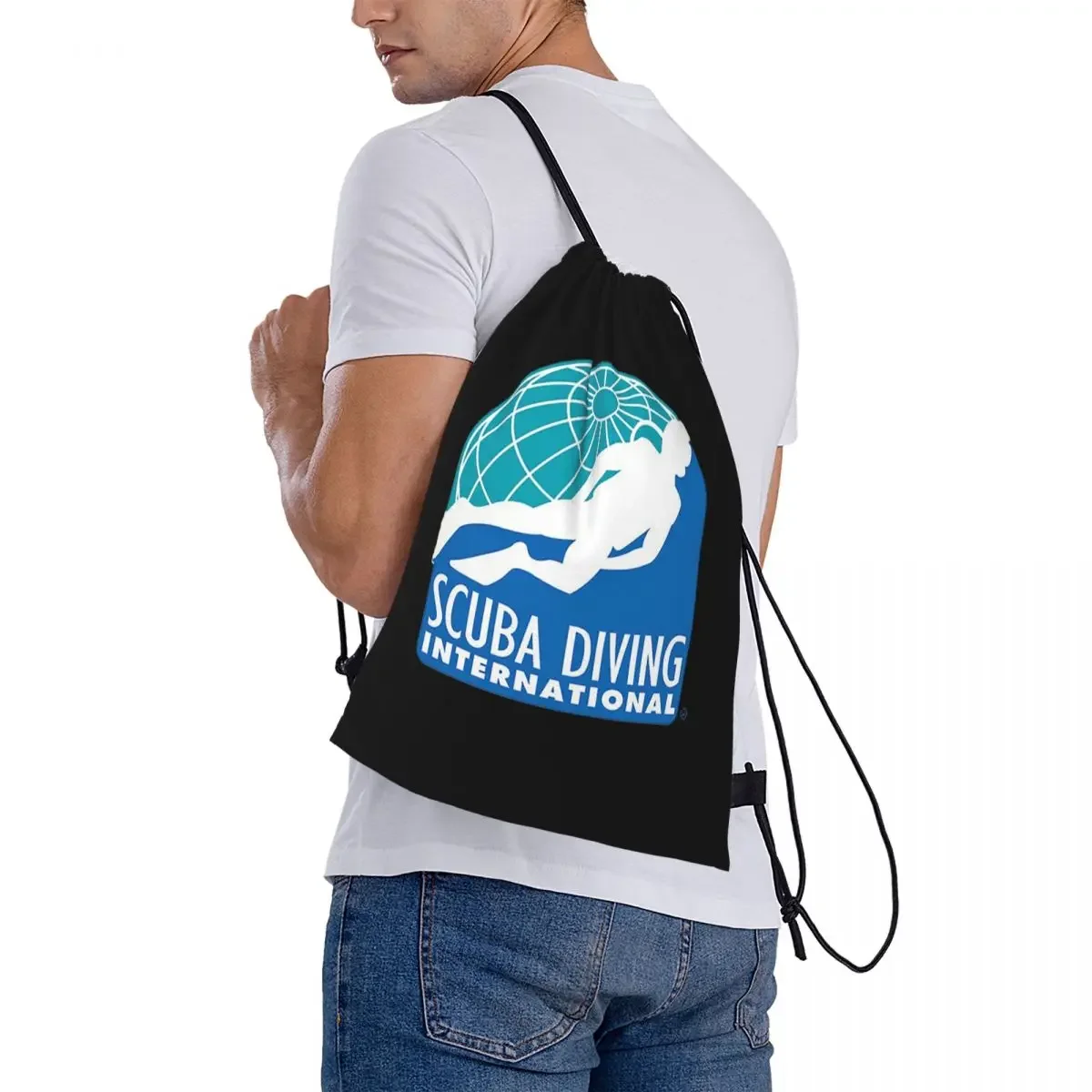 Scuba Diving International (SDI)- Official Logo Backpacks Casual Drawstring Bags Shoes Bag Book Bags for Man Woman School
