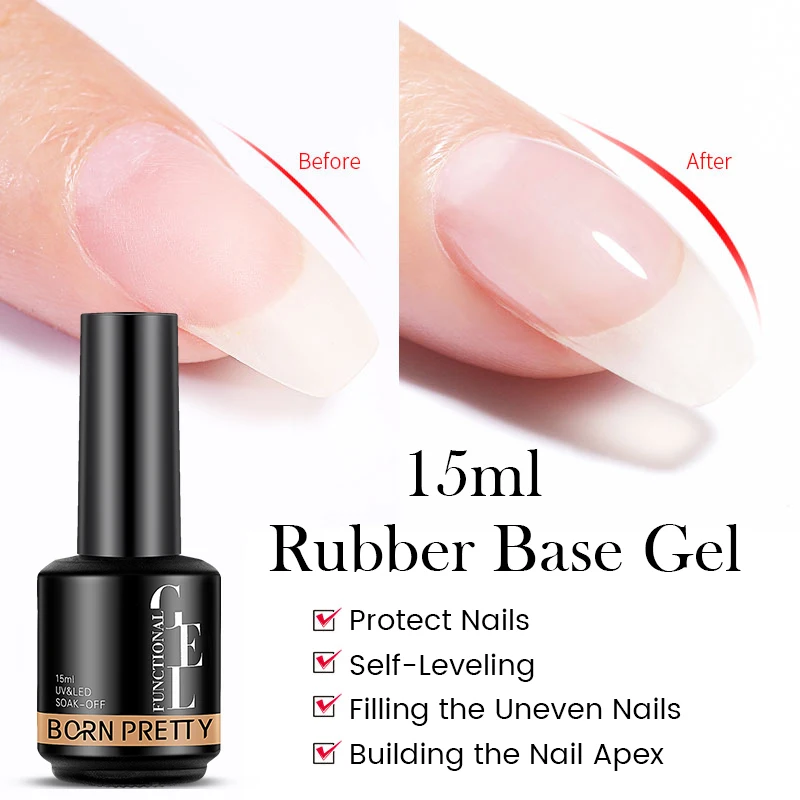 BORN PRETTY 15 ml Funktionsgelbasis Super Top Coat Verstärkungsgel Gummibasis Gel Soak Off UV LED Semi-Permanenter Lack