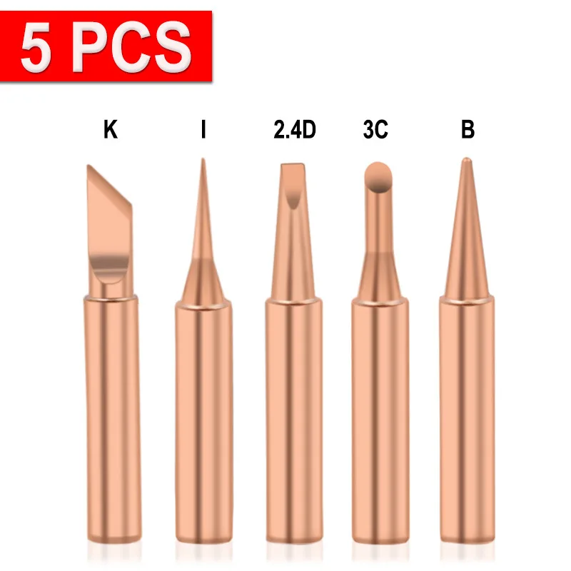 6PCS 1SET Copper 900M-T Soldering Iron Tip Set Electric Soldering Iron Lead-free Welding Tips Head BGA Soldering Tools