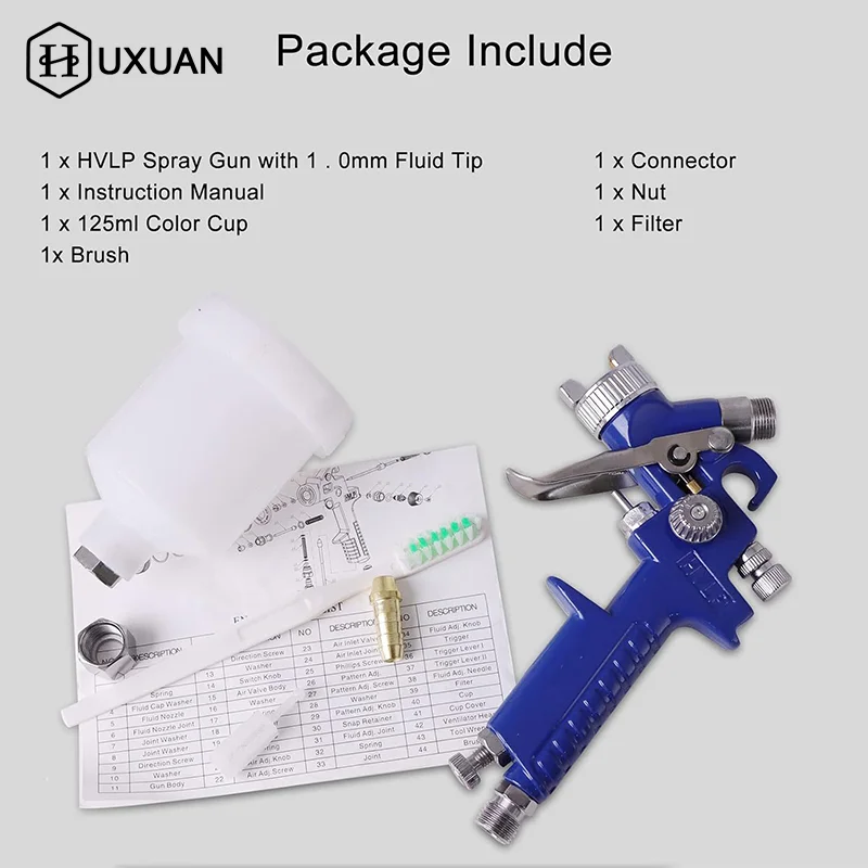 

H-2000A Professional 0.8/0.5mm Nozzle 125ml Mini Pneumatic Spray Gun For Car Painting Repair Pneumatic Spray Gun Mini Spray Gun