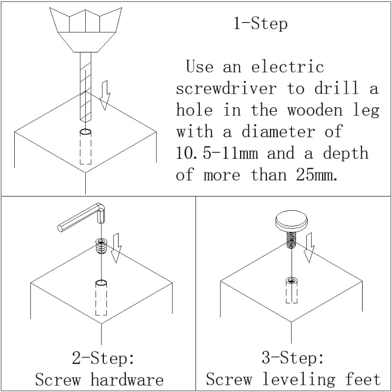 Pieds de nivellement de meubles filetés 5/16-18, 8 pièces, coussinets à visser pour Table en bois, chaise, tabouret de Bar, patins avec insert