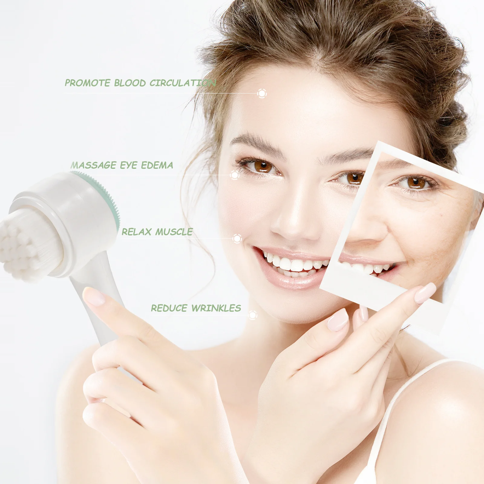 1 pçs escova de limpeza de poros cravo manual limpador facial dupla face material macio fácil de usar escova facial stand-up