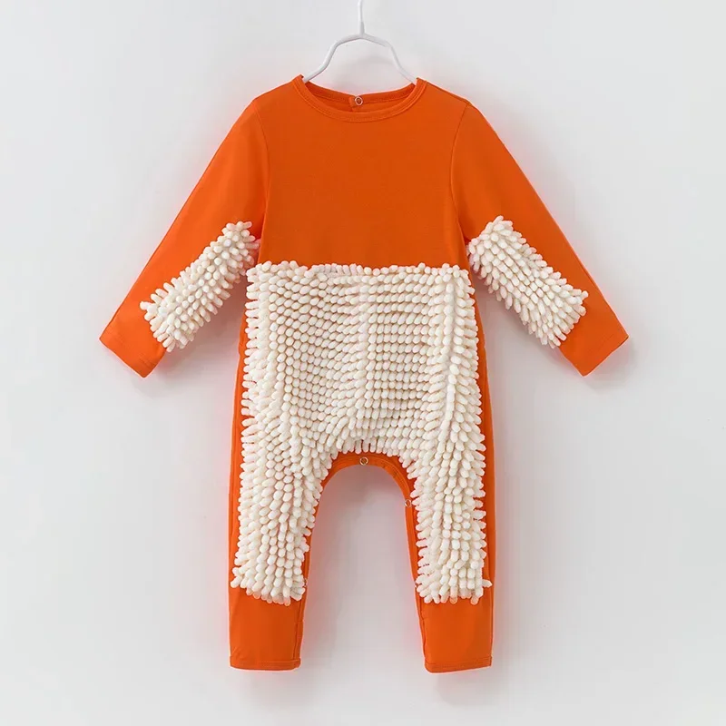 Infant Baby Boys Girls Mop Jumpsuit One Piece Long Sleeved Cotton Stitching Toddler Baby Boys Girl Romper Spring Autumn Clothes