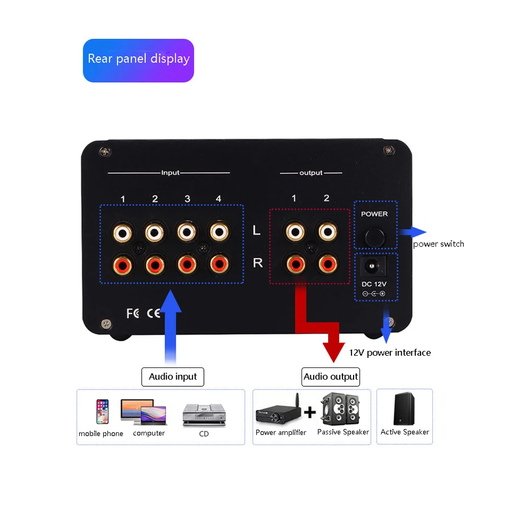 

SA-1000 Audiophile Tube Preamplifier Audio HiFi Electric Tube Amplifier 4 Inputs 2 Outputs Audio Interfaces Lossless Switching