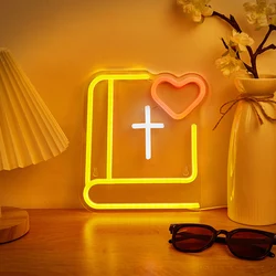 Chi-buy LED Neon Bible USB Powered Neon Signs Night Light 3D Wall Art & Game Room Bedroom Party Decor Lamp Signs