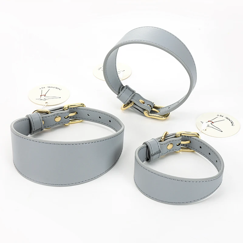 Pink and Gray Italian Greyhound Collar and Leash Soft PU Fits Lurcher whippet Saluki or any other Sighthound Pet Collar