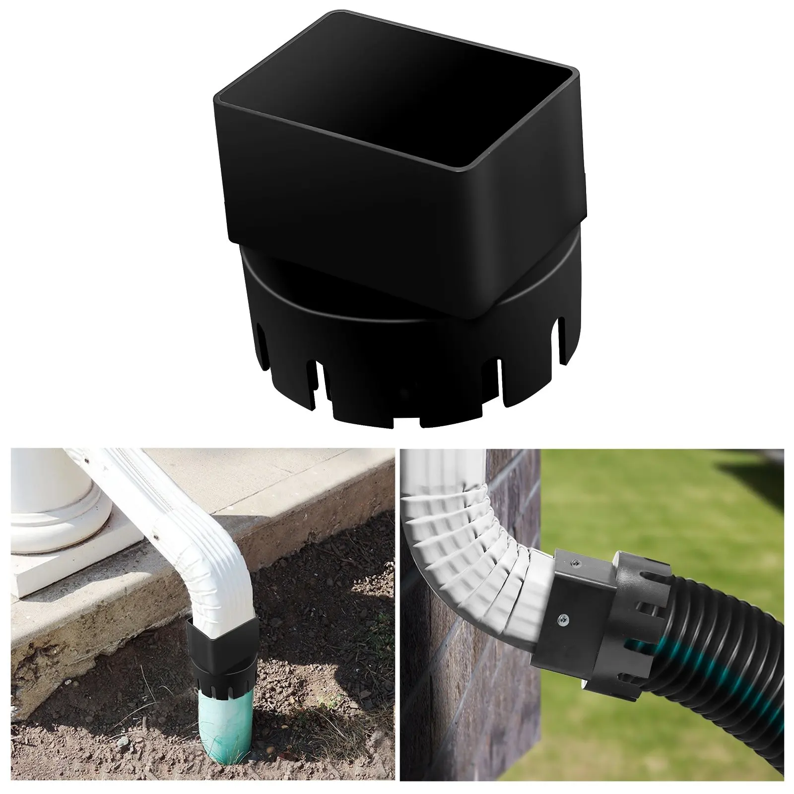 Rain Gutter Downspout Adapter(3In X 4In Square Rain Gutter To Drain Pipe Adapter)Fits 3 or 4In Outdoor Drain Pipe,Black