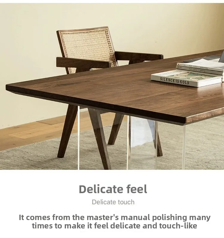Internet celebrity acrylic simple modern suspended dining table solid wood tea table boss table rectangular large board long tab