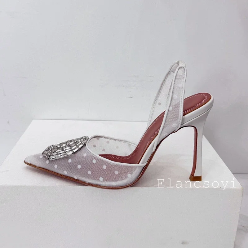 Summer Water Diamond Bow Shining Water Diamond High Heel Sandals Women's Lace Pointed Strap Sandals Sexy Party Dress Shoes 2026 view 3