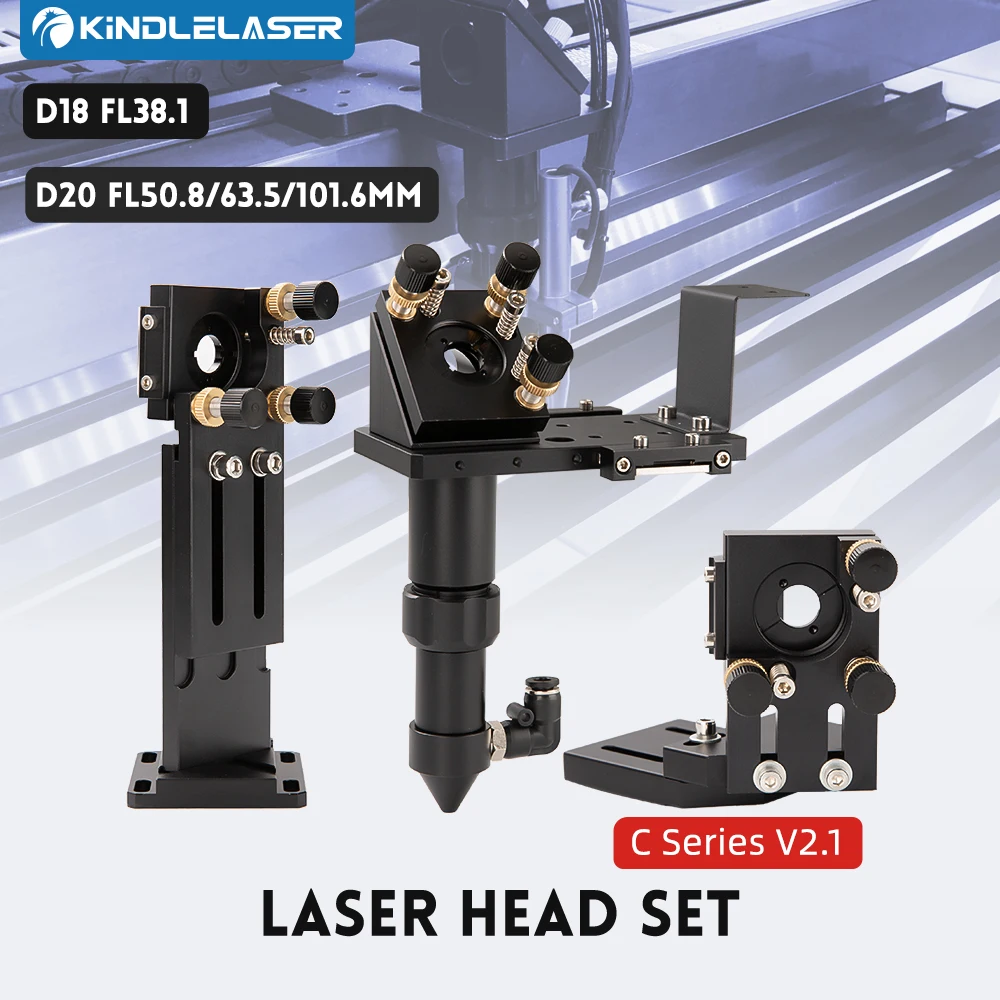 

Kindlelaser CO2 Laser Head Set Lens D18 FL38.1 D20FL50.8/63.5/101.6mm Integrative Mount Dia25 Mirror for Laser Cutting Machine