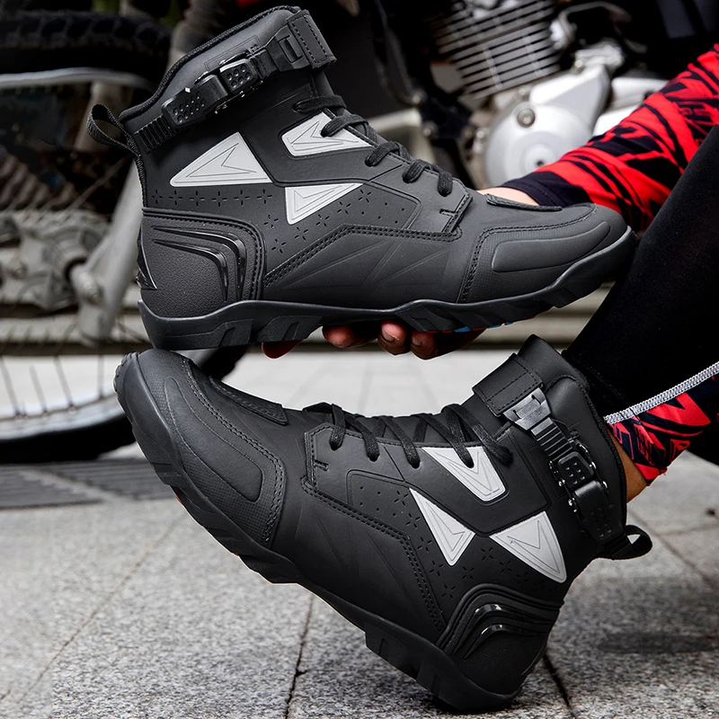 

Motorcycle protective riding boots fashion unisex four seasons casual anti slip high top off-road wear-resistant cycling boots