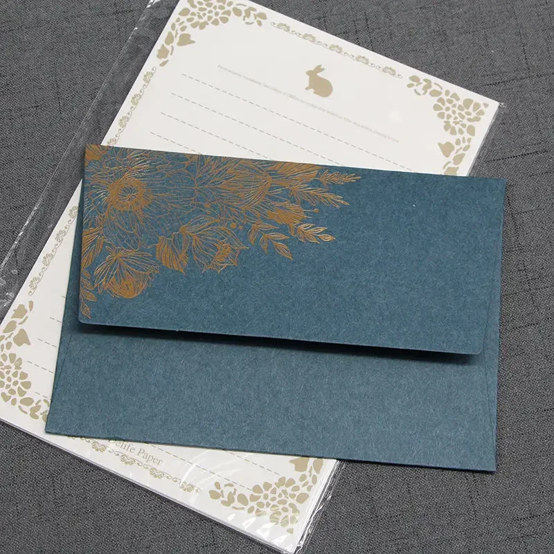 5pcs Vintage Bronzing Envelopes European DIY Wedding Party Invitation Cards Cover Korean Stationery Letter Pads Envelopes Office