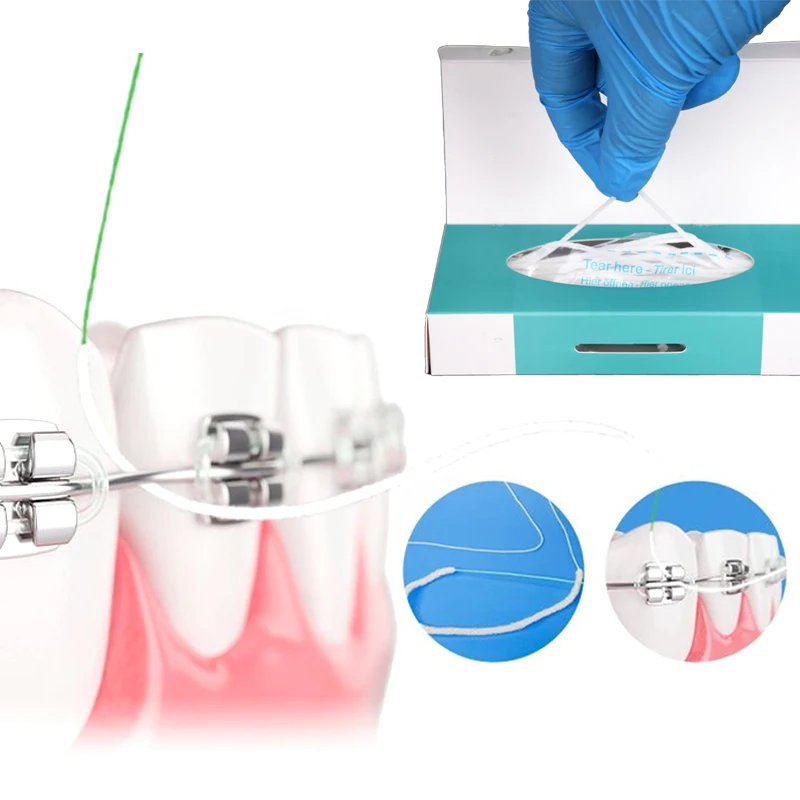 50pcs Dental Floss Toothpick Threaders Tooth Floss Expanded Orthodontic Oral Clean Flosser Multifunctional Cleaning Wire Line