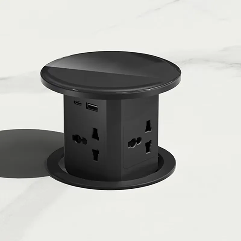 Kitchen 4 Outlet Lifting Socket Pop up Sockets Hidden Tabletop Pneumatic With Power Wireless Charging and USB a Type C