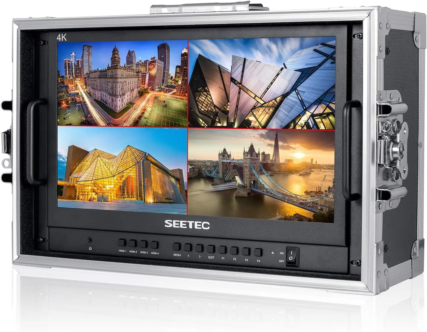 15.6 Inch Broadcast Director Monitor 4×4K HDMI Input Output Quad Split Multiview For ATEM Mini Live Stream Studio Production