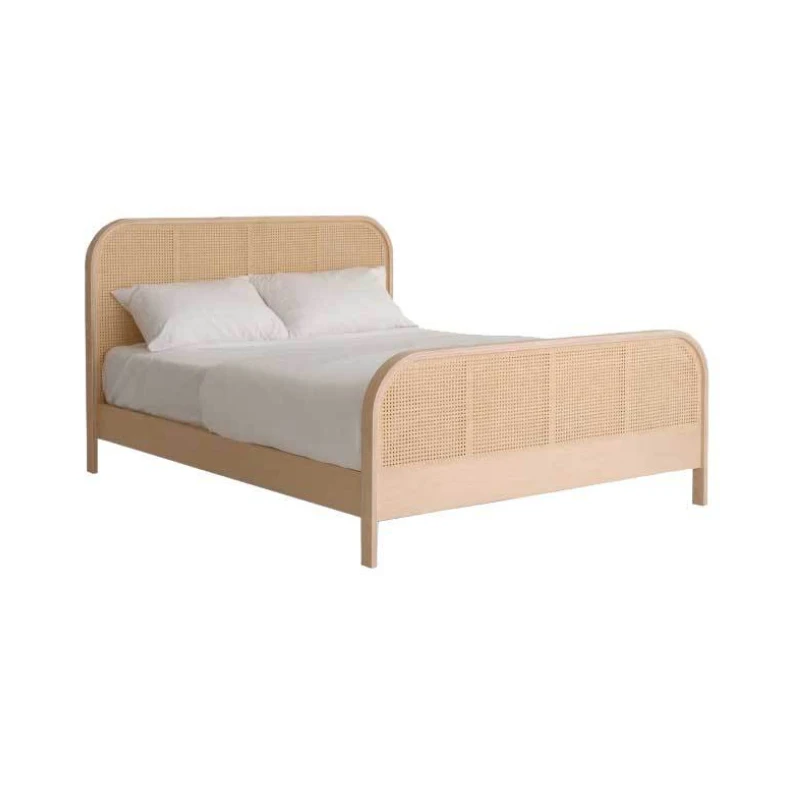 

Vine woven solid wood bed sheets, double beds, homestay hotels, rattan beds, Nordic modern minimalism