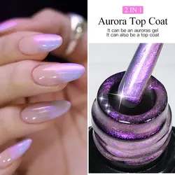 MEET ACROSS 7ml Auroras Glitter Nail Gel Polish Summer Blue Purple Gold Laser Spar Semi Permanent Top Coat Nail Art Gel Varnish