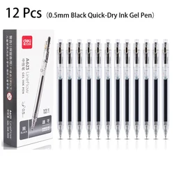Deli 4/8/12 adet 0.5mm çabuk kuru siyah mürekkep jel kalem yüksek kaliteli kalem kırtasiye yazma imza kalem okul malzemeleri imza kalem