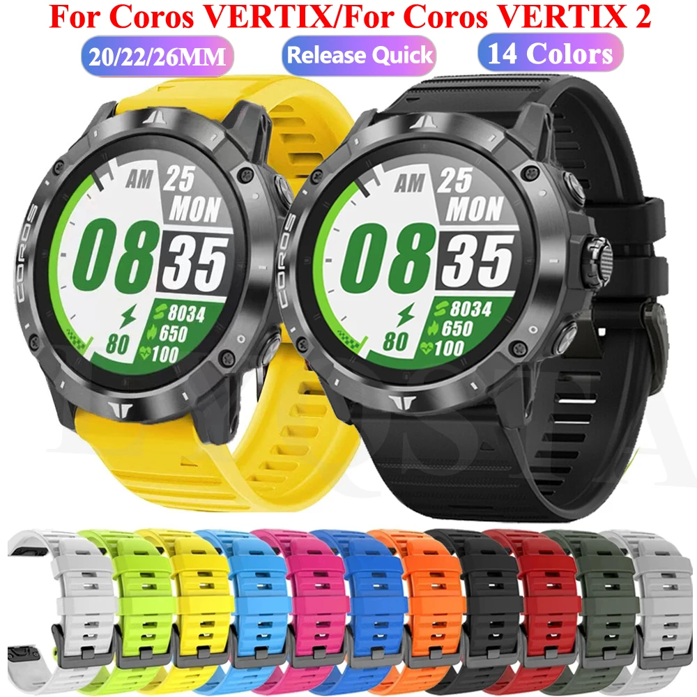 22 26mmWatch Band For Coros VERTIX2 Vertix 2 Strap Smartwatch Silicone QuickFit For Garmin Fenix7 7S 7X Wristband Belt Bracelet