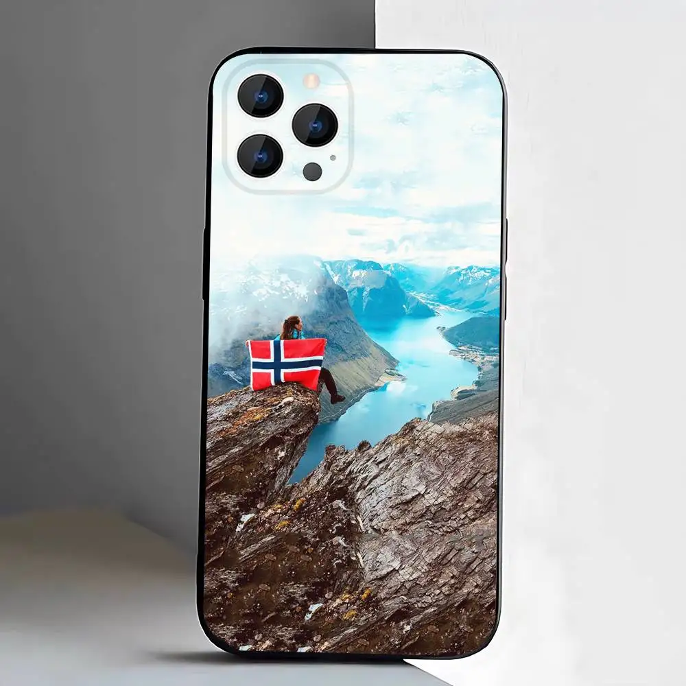 Norway Flag Phone Case For iPhone  17,16,15,14,13,12,11,Pro,Max,Plus,E,Air,Mini Black Shockproof Funda Cover
