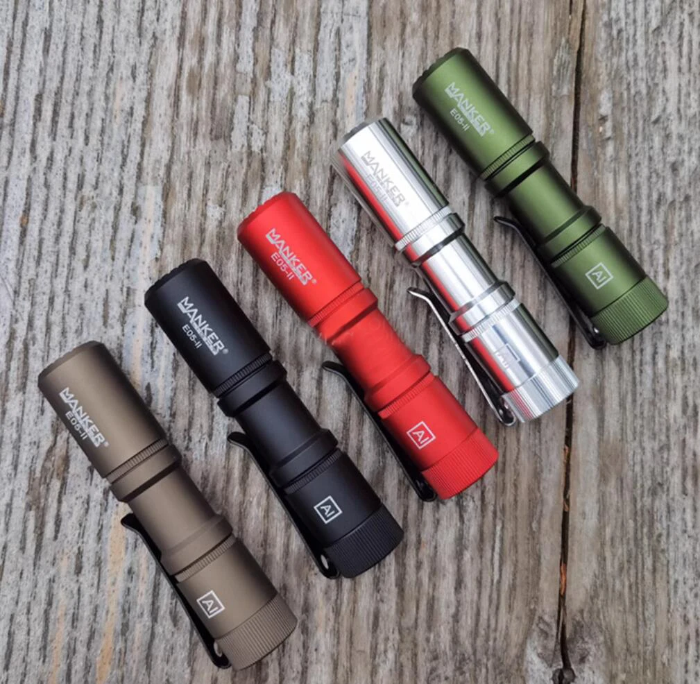 

Mankerlight E05 II 1300 Lumens Titanium Mini Flashlight AA 14500 EDC Torch