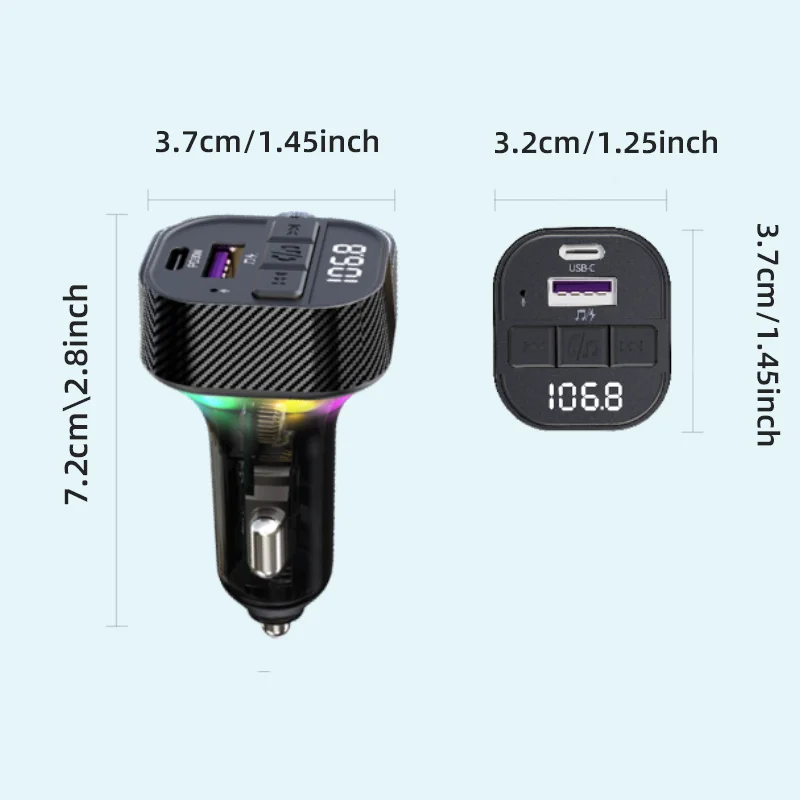 Mini Car Charger USB Fast Charger Type-C Multifunction Car Charger