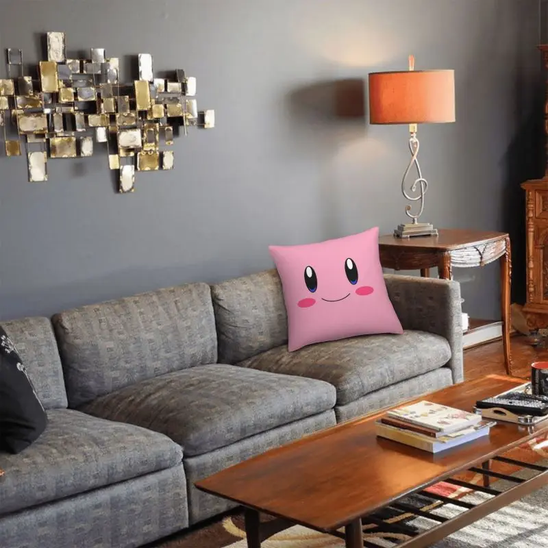 Custom Fashion Smiley Eyes Cushion Covers 40x40cm Soft Kirbys Cartoon Pillow Case for Car Square Pillowcase view 4