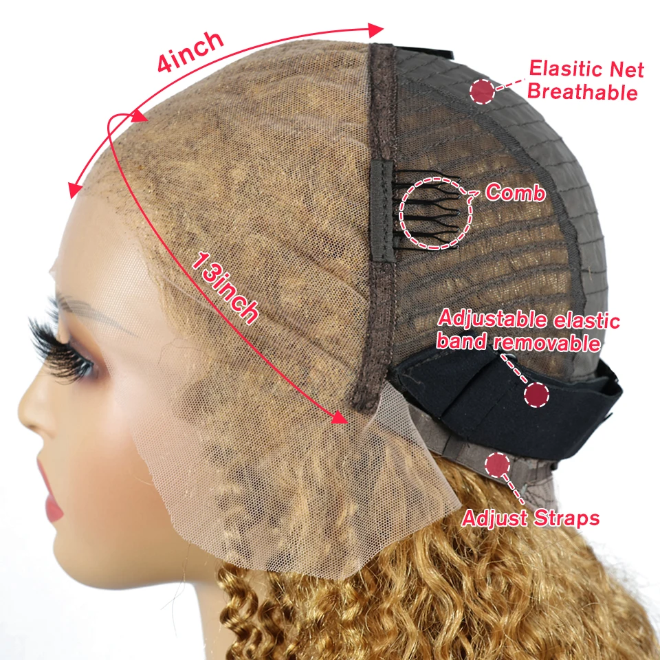 Miss Rola Kinky Curly Lace Front Wigs Brazilian #27 13x4 Lace Front Human Hair Wigs Remy Blonde Kinky Cury Lace Front Wigs