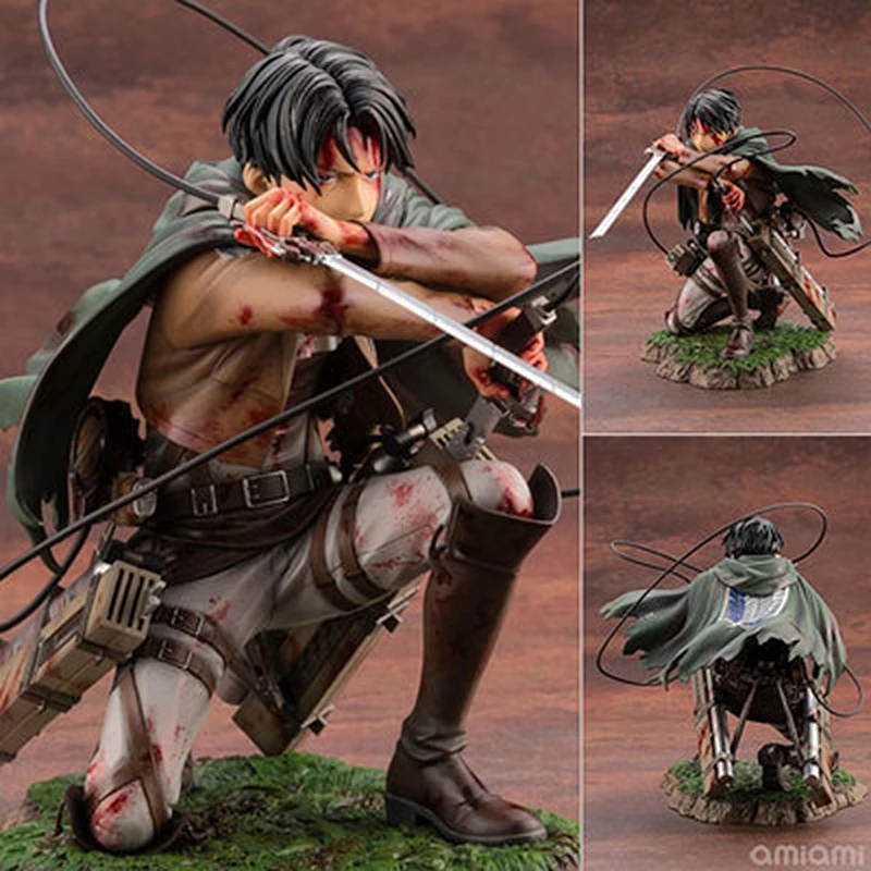 

16cm Bandai Attack on Titan Battle Damage Commander Levi Ackerman Squat Special Edition Boxed Handheld Model Desktop ornament