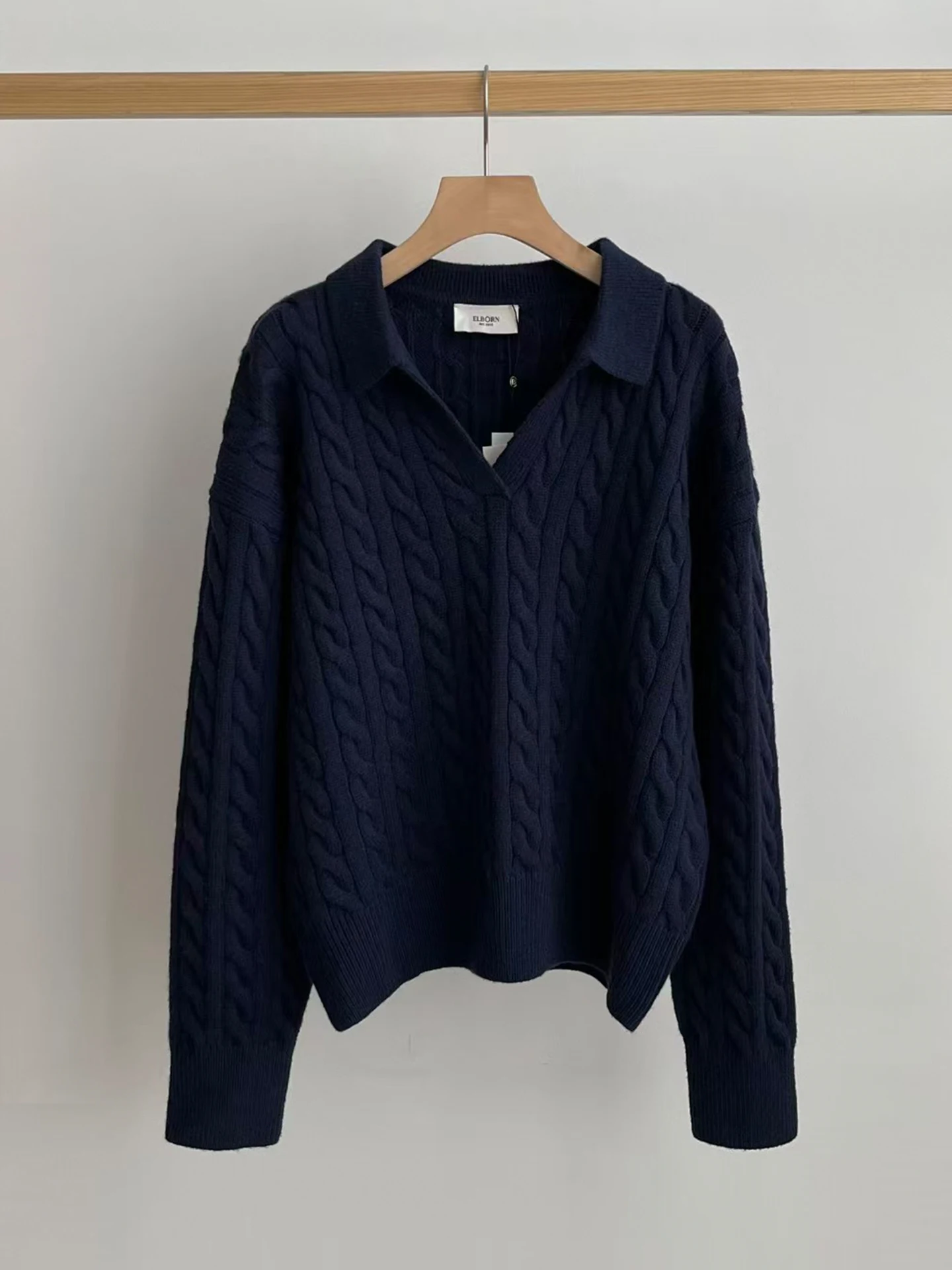 

Elborn Women's Wool Knitted V-Ne Sweater Autumn Winter New Sle Casual Loose Fit Long Sve Thermal Inner Wear