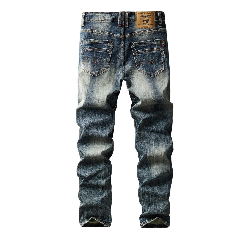 2024 outono/inverno novo americano denim casacos conjunto clássico simples e versátil lavado elástico cowboy jeans roupas para homem