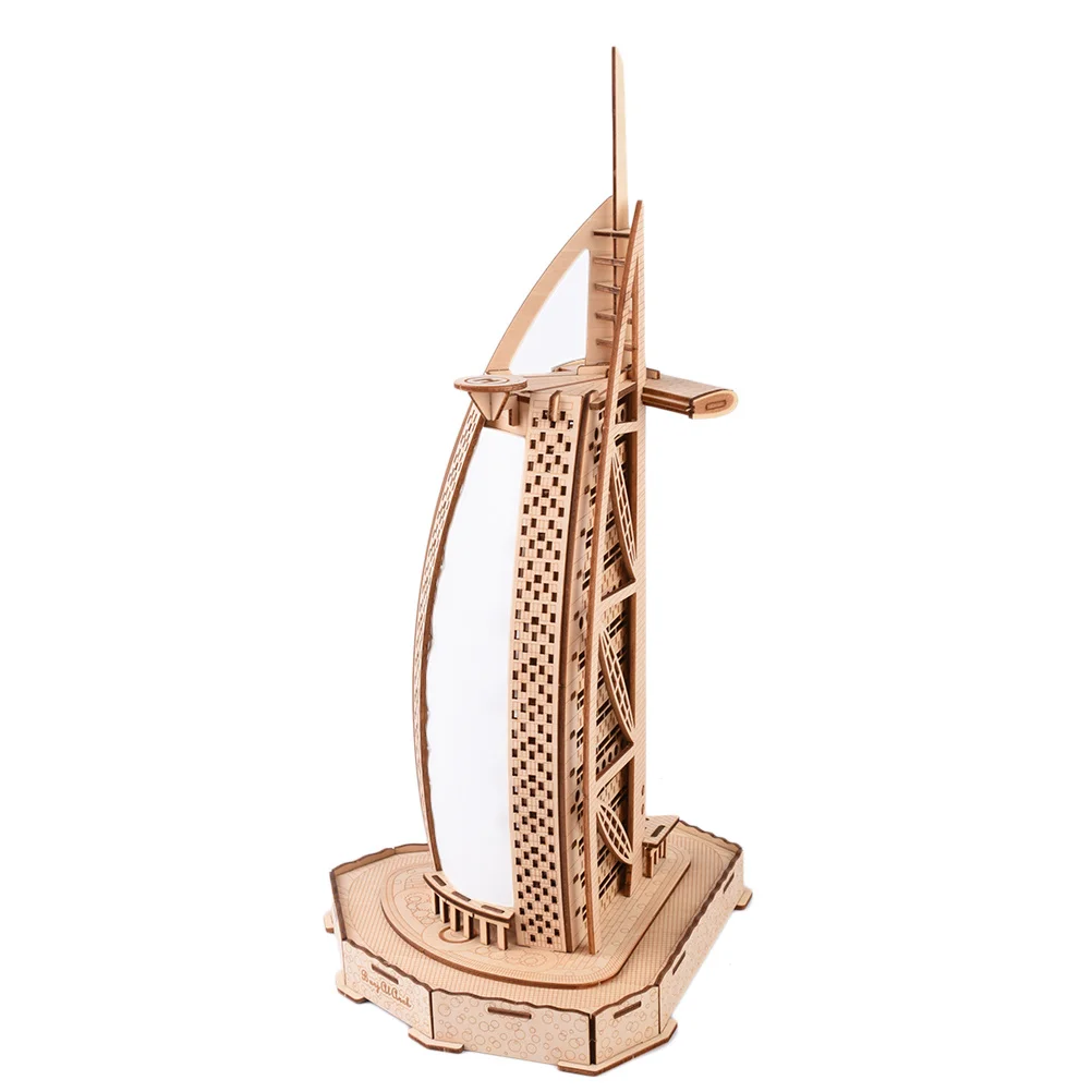 

3D Wooden Burj Hotel Puzzle Educational Creative DIY Puzzle for Kids Children Office Decoration Hotel Jigsaw