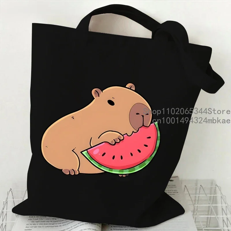 Cute Cartoon Capybara Print Canvas Bag Women\'s Shoulder Bag Kawaii Capybara Shopping Shopper Ladies Hand Bags Capybaras Tote Bag