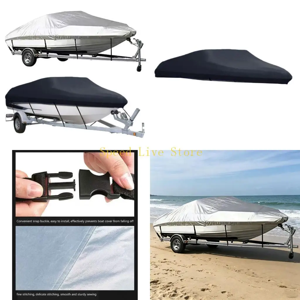 547C UV Resistant V Form Boat Cover 210D Polyester Fabric For 11 13FT Yachts