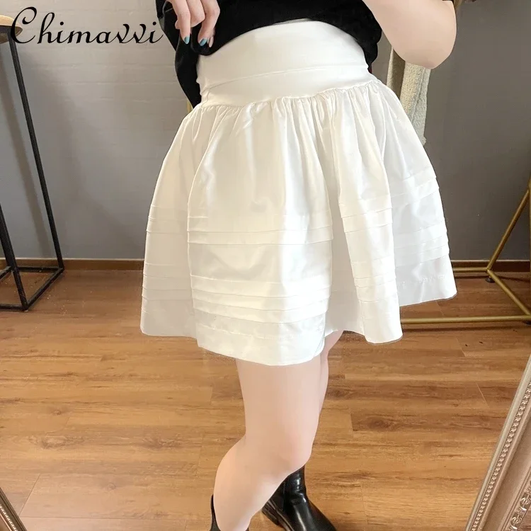 

French Fashion Princess High Waist Sweet Elastic Cake Puffy Skirt Spring and Summer New White Women's Cake Pleated Bud Skirt