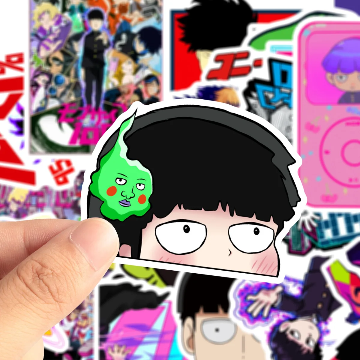 50Pcs Mob Psycho 100 Anime Stickers Mobu Saiko Hyaku Decals Waterproof DIY Skateboard Laptop Cartoon Sticker