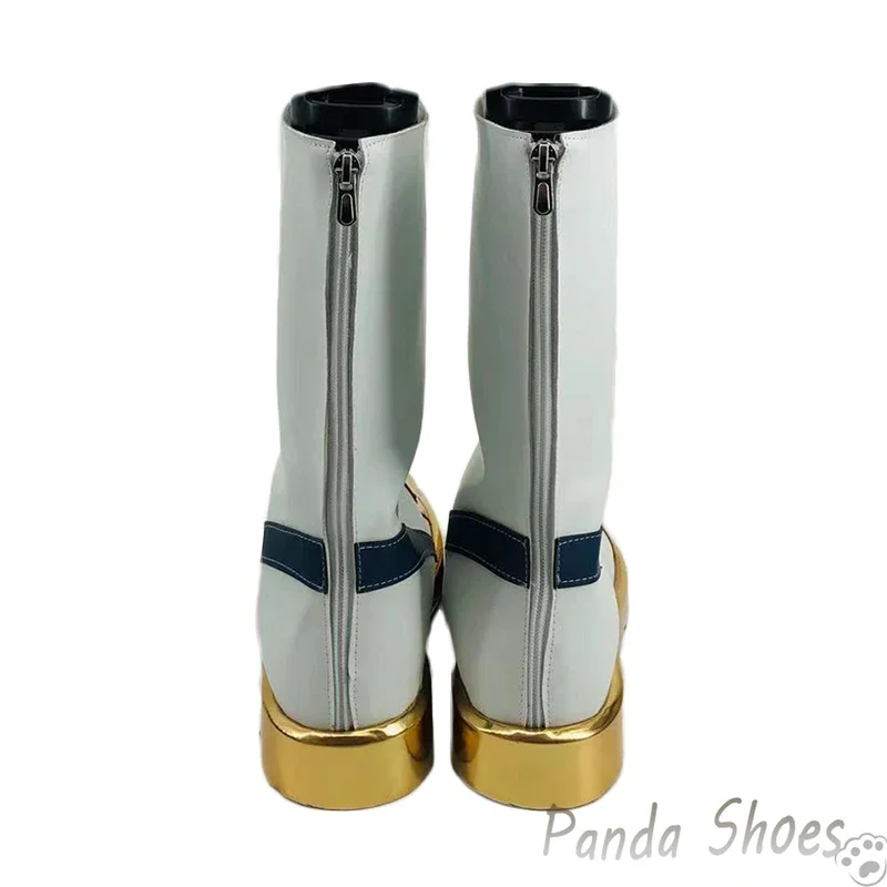 Genshinimpact Fatui Cosplay Shoes Anime Game Cos White Golden Boots Men Fatui Cosplay Costume Prop Shoes for Halloween Party