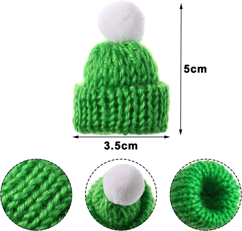 5-50 pz natale Mini cappelli per maglieria bambola pompon cappello fai da te cappelli di lana lavorati a maglia per l\'albero di natale ornamento