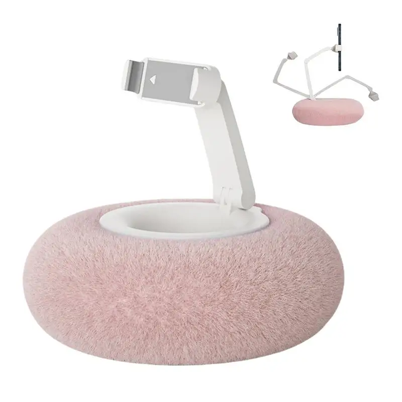 Adjustable Cute Plush Phone Holder With Removable Bowl Plush Bowl With Stand Tablet Holder Plush Bowl With Phone Holder