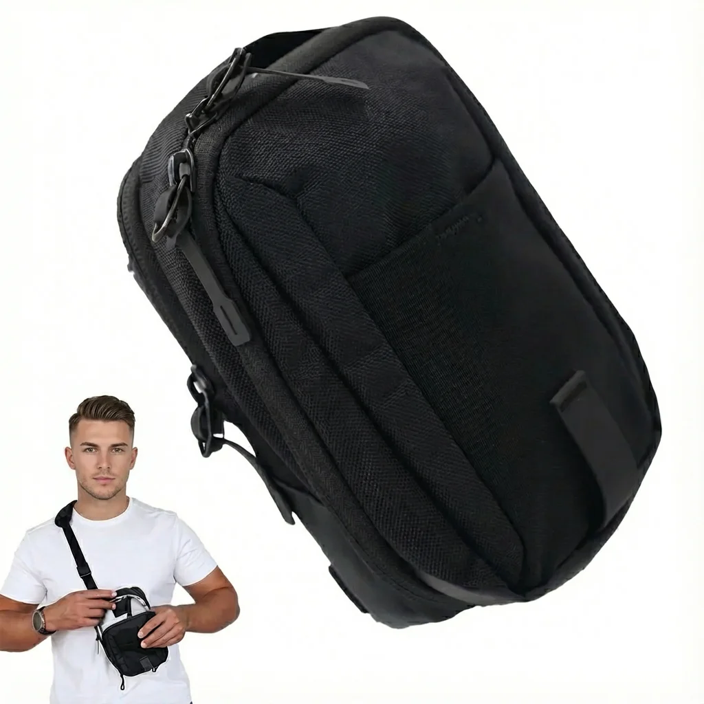 

Unisex Magnetic Gym Phone Sling Bag Sport Chest Crossbody Handle Pouch with Earphone Key Water Bottle Organizer for Fitness