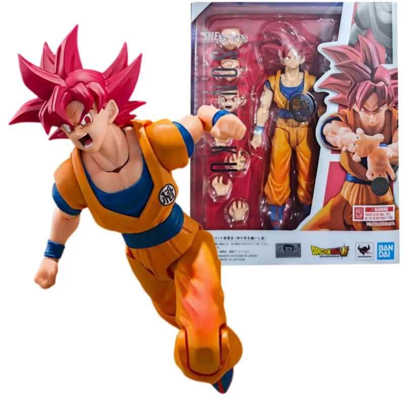 Коллекционная фигурка Bandai S.H.Figuarts SHF Супер Сайян Бог Сон Гоку с божественной аурой - Оригинальная аниме-фигурка из Dragon Ball Super