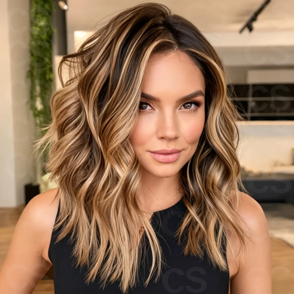 

Brown Wave 26 Inch Jewish Human Hair Wig Glueless 180 Density 5x5 Silk Base with Baby Hair HD Lace European Style Preplucked
