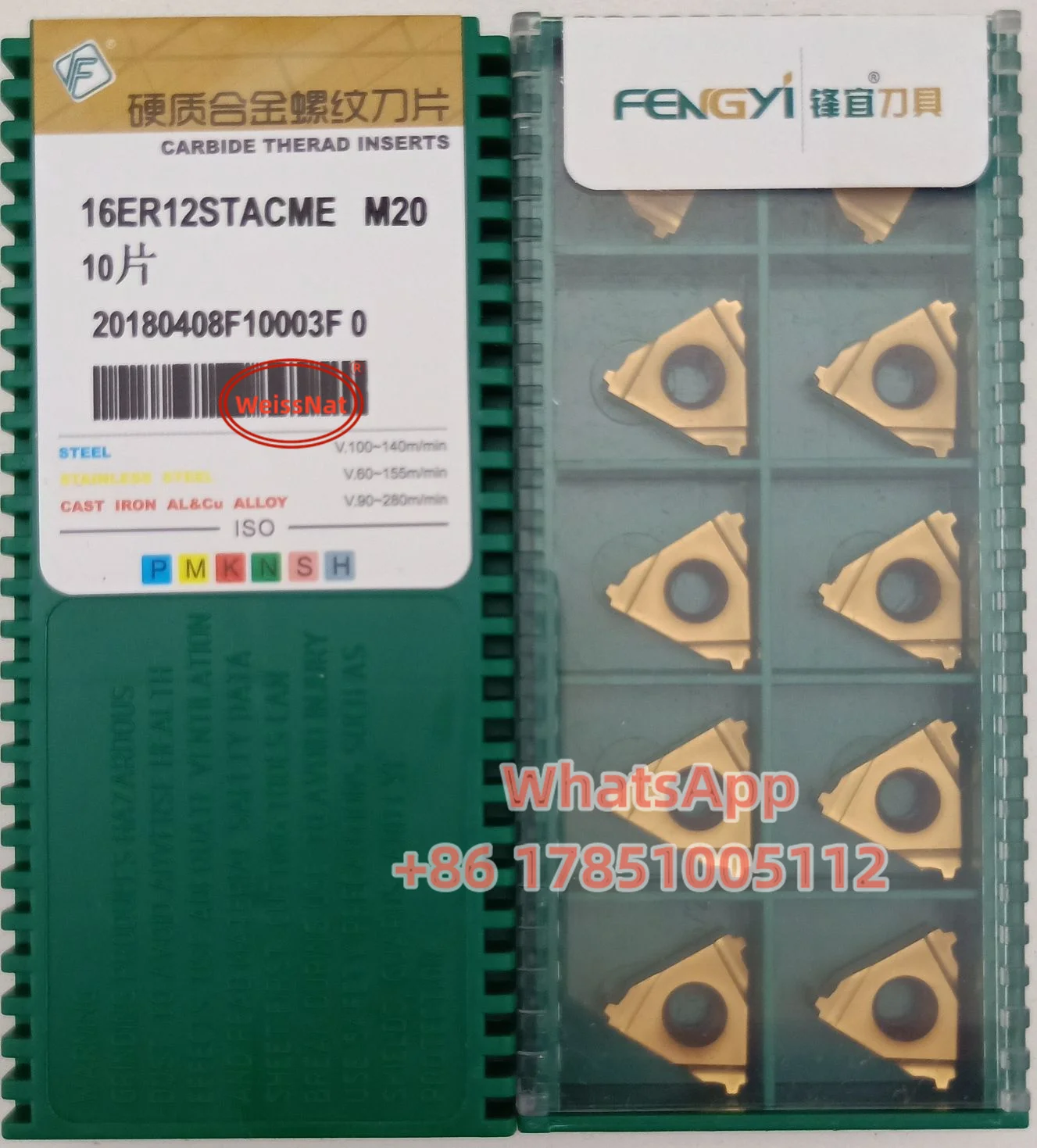 16ER 16NR 6STACME 8STACME 10STACME 12STACME 16STACME 22ER 27ER 4STACME 5STACME M20 TP04 American Stub ACME 16ER Carbide Insert