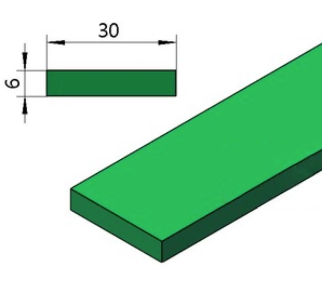 5Meters 30x6mm PE Wear-Resistant Strip Conveying Machinery Baffle Anti-collision Plastic Plate Plane Cushion Strip Parts