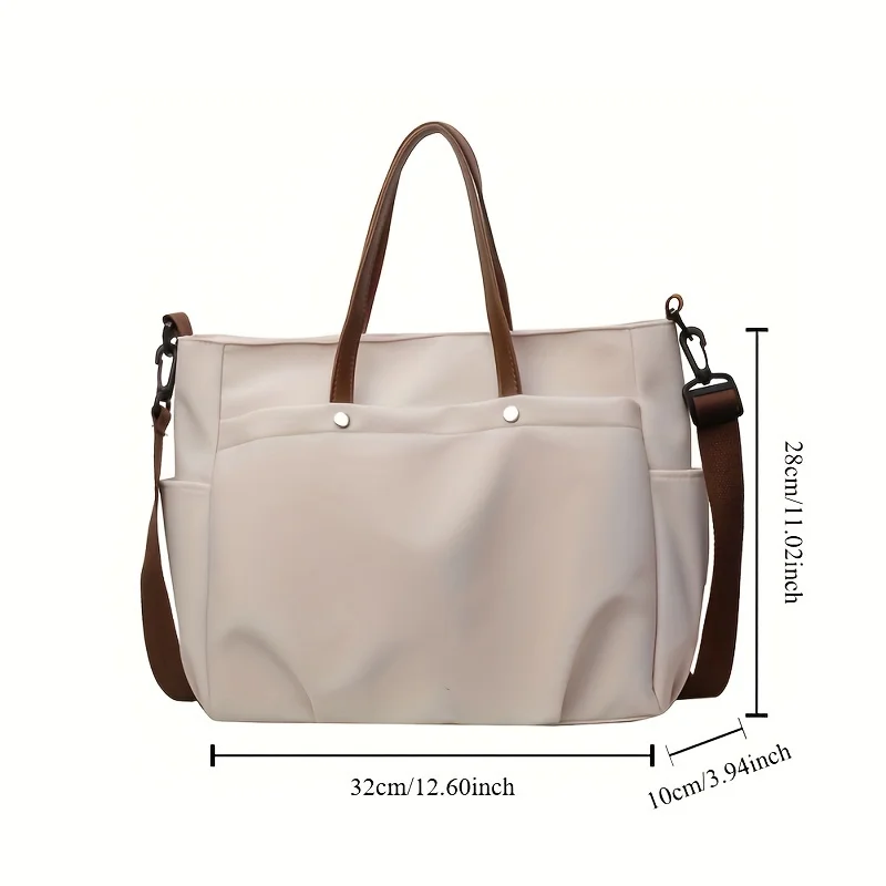 Large Capacity Nylon Material Tote Bag, Casual And Simple Style Shoulder Bag For Women Daily Commute